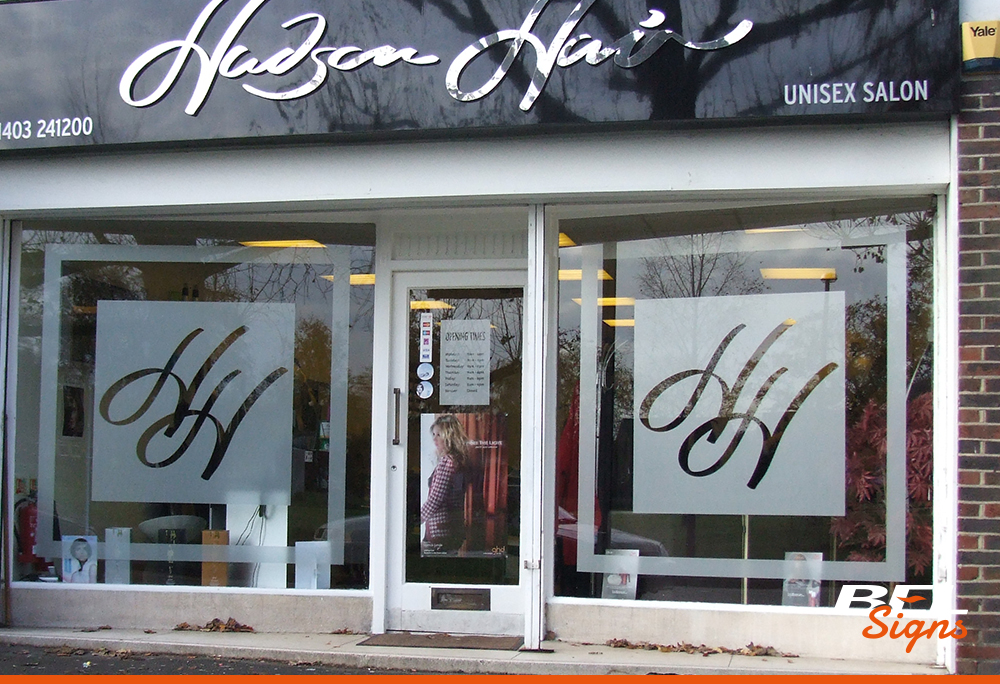 Etch film on shop windows